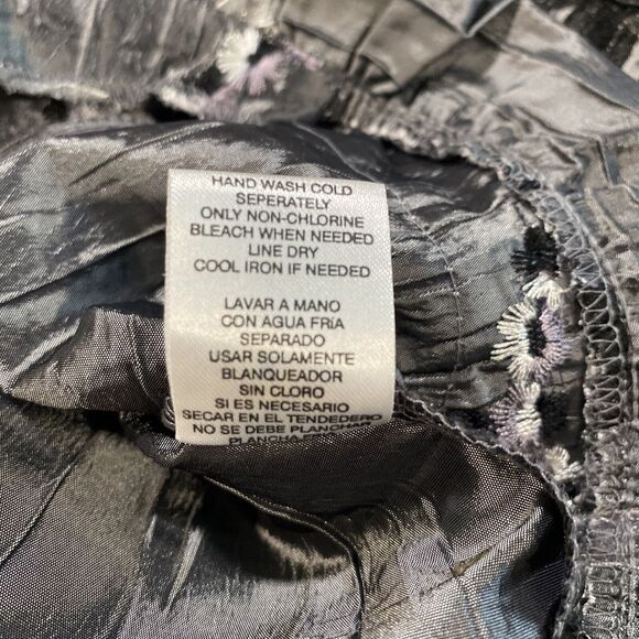 Unique Agora Crinkle Ribbon Detailed Artsy Graphite Evening Jacket Women's Large - Picture 10 of 11